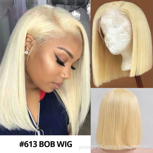 Yeswigs Pink Red 613 Blonde Grey Raw Brazilian Virgin Human Hair Bob Wig Straight Lace Front Wig Short Bob Human Hair Wig Vendor